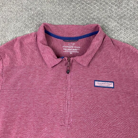 Vineyard Vines Shep Shirt Men's XL Jetty Red 1/4 Zip Performance 3/4 Sleeves - Picture 2 of 14